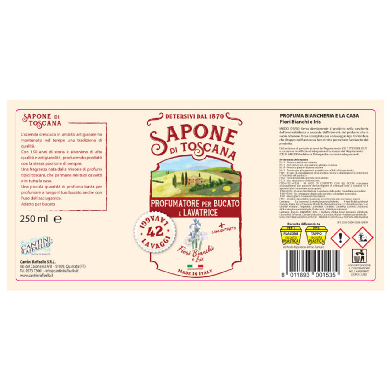 Sapone di toscana profumatore fiori bianchi & iris 42 lavaggi