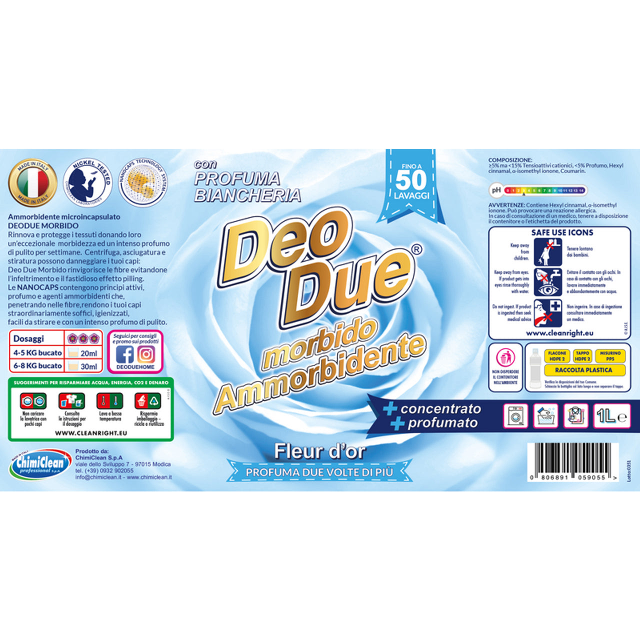 Deo Due ammorbidente Fleur d'or 1 LT 50 lavaggi