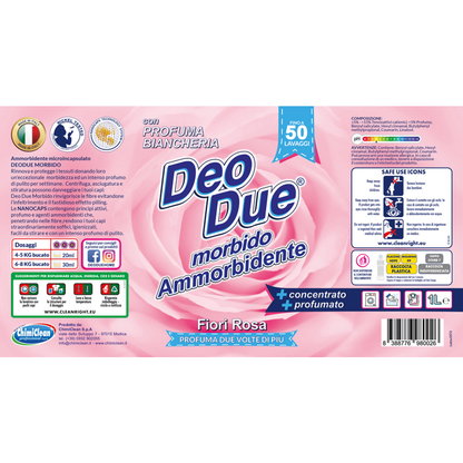Deo Due ammorbidente fiori rosa 1 LT 50 lavaggi
