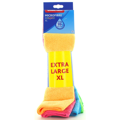 Vileda Colors Panni Microfibra XL – Set 4 Pezzi ad Alta Assorbenza 🆕