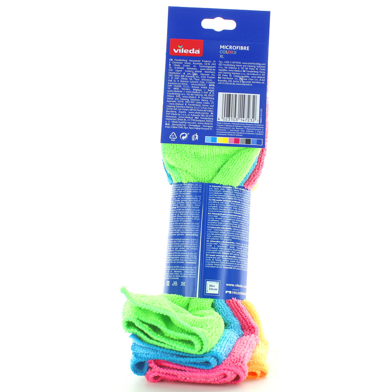 Vileda Colors Panni Microfibra XL – Set 4 Pezzi ad Alta Assorbenza 🆕