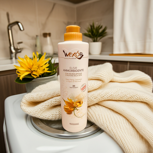Ammorbidente WEXOR Elisir Ylang Ylang, Cashmere & Patchouli – Con microcapsule e proteine della seta (30 trattamenti) 🆕